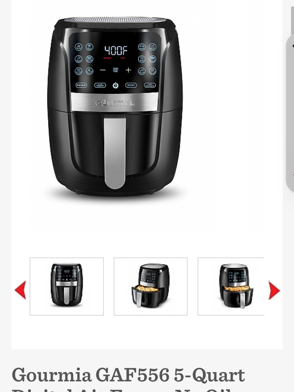 Gourmia Digital Air Fryer - Black